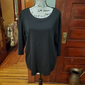 CJ BANKS SATIN TRIMMED TEE WITH 3/4 SLEEVE SIZE 2X